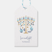 Chanoeka Liefde & Licht Bloemen Menorah Cadeaulabel (Voorkant)
