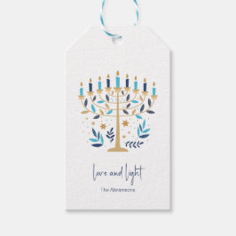Chanoeka Liefde & Licht Bloemen Menorah Cadeaulabel