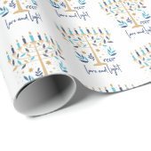 Chanoeka Liefde & Licht Bloemen Menorah Cadeaupapier (Rol Hoek)