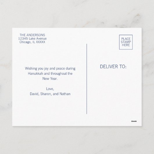 Chanoeka Liefde & Licht Bloemen Menorah Feestdagenkaart (Achterkant)