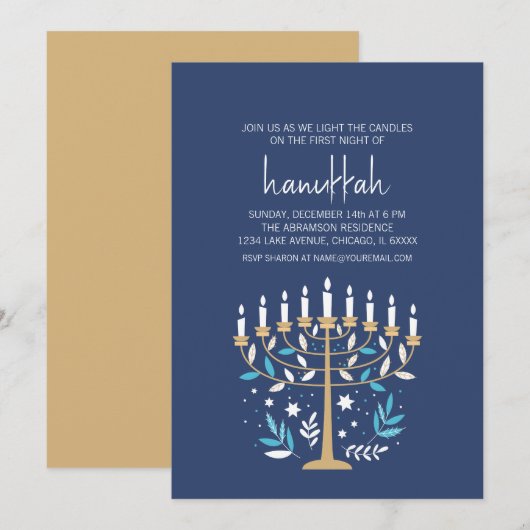 Chanoeka Liefde & Licht Bloemen Menorah Vakantie P Kaart (Voorkant / Achterkant)