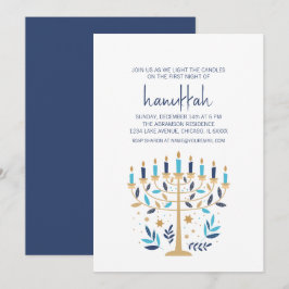 Chanoeka Liefde & Licht Bloemen Menorah Vakantie P Kaart