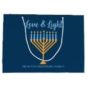 Chanoeka Liefde & Licht Menora  Blauw Groot Cadeauzakje (Achterkant)