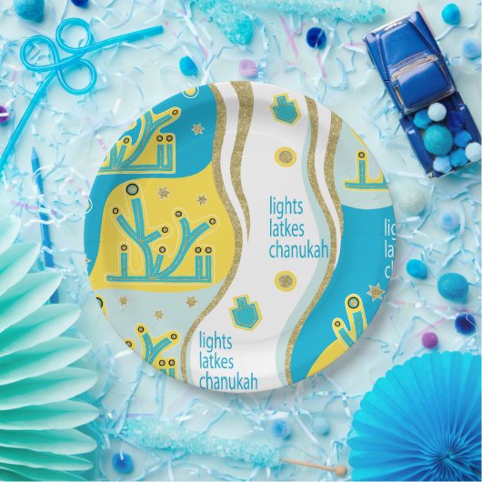 Chanoeka Lights Latkes Papieren Bordje (Feest)