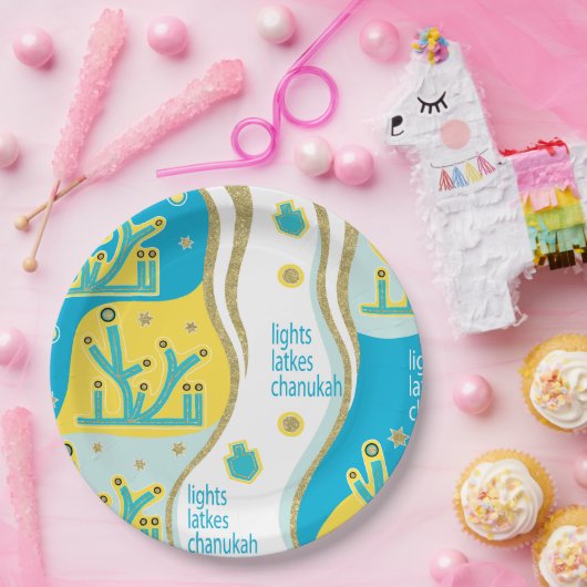 Chanoeka Lights Latkes Papieren Bordje (Feest)