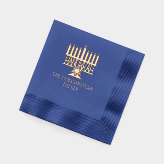 Chanoeka Lit Menorah #2 Familienaam Folie Servetten (Links)