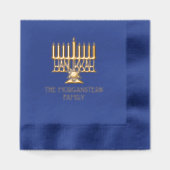 Chanoeka Lit Menorah #2 Familienaam Folie Servetten (Voorkant)