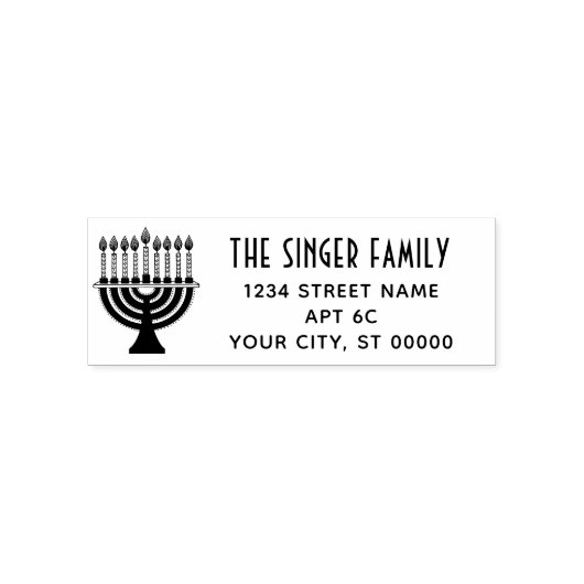 Chanoeka Lit Menorah Naam Retouradres LS Zelfinktende Stempel (Design)