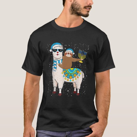 Chanoeka Llamakah Llama Sloth Happy Chanoeka T-shirt (Voorkant)