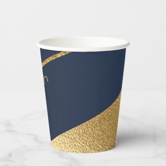 Chanoeka Marine en Goud 8 oz. Papieren Bekers (Achterkant)