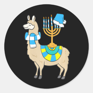 Chanoeka Menorah Chanoeka Llama Met Menorah Ronde Sticker