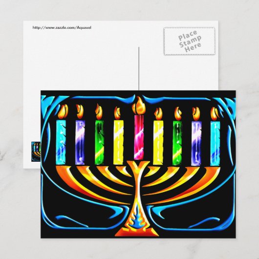 Chanoeka Menorah - Chanoeka Menorah Feestdagenkaart (Voorkant / Achterkant)