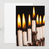 Chanoeka Menorah die de Witte Chanoeka van Kaarsen Feestdagenkaart (Voorkant / Achterkant)
