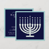 Chanoeka Menorah met Kaarsen in Stip Kaart (Voorkant / Achterkant)