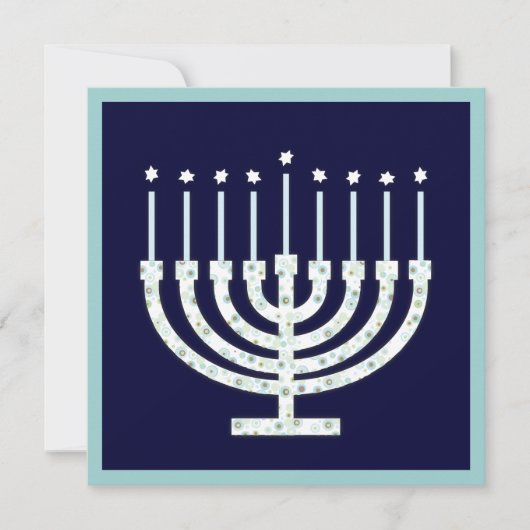 Chanoeka Menorah met Kaarsen in Stip Kaart (Voorkant)