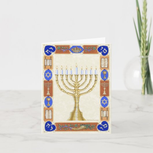 Chanoeka Menorah Notecard Feestdagen Kaart (Voorkant)