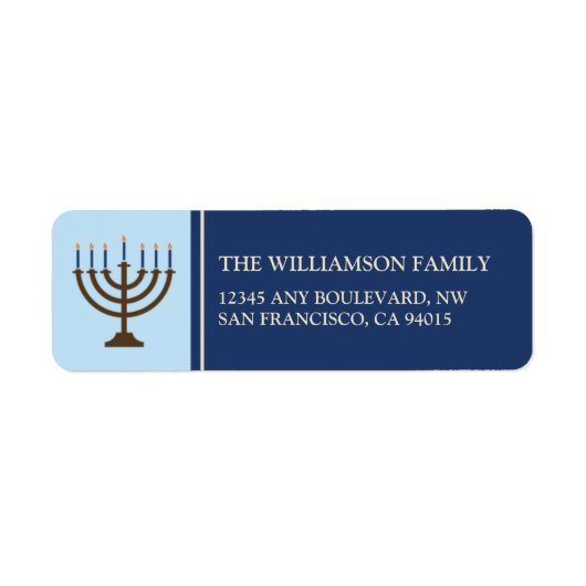 Chanoeka Menorah Retouradreslabels (marine) Etiket (Voorkant)