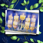 Chanoeka Menorah Vrede Waterverf Folie Feestdagenkaart<br><div class="desc">Chanoeka Menorah Vrede Waterverf</div>