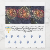 Chanoeka met menora, blauw, minimaal wijn etiket (Enkel label)