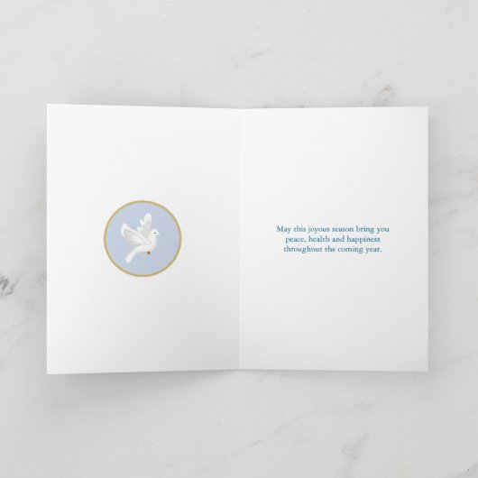 Chanoeka met Menorah en witte duiven Feestdagen Kaart (Binnen)