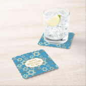 Chanoeka Modern Blauw Gouden Ster van David Kartonnen Onderzetters (Insitu)