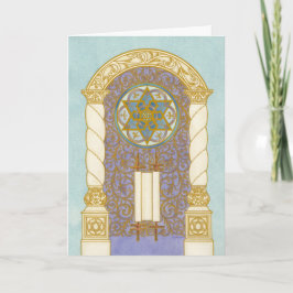 Chanoeka ~ Mogen David Arch Card (w/Gold) Feestdagen Kaart