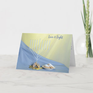 Chanoeka Munten Dreidel Doughnut Witte Menorah Feestdagen Kaart