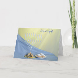 Chanoeka Munten Dreidel Doughnut Witte Menorah Feestdagen Kaart