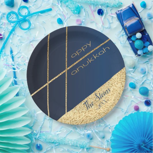 Chanoeka Navy en Gouden Papier Borden Papieren Bordje (Feest)
