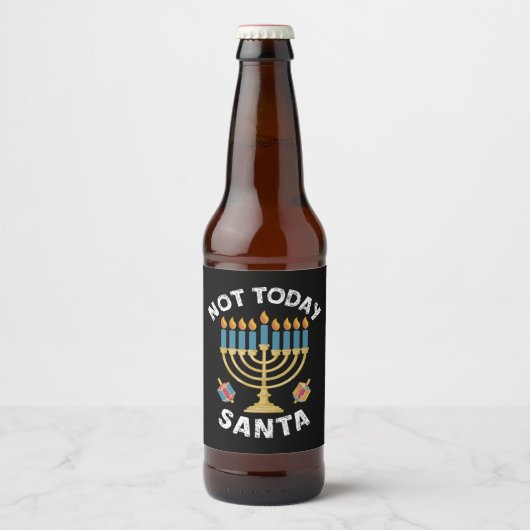 Chanoeka Niet Vandaag Santa Joodse Chanoeka Bier Etiket (Voorkant)