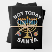 Chanoeka Niet Vandaag Santa Joodse Chanoeka Inpakpapier Vel (In situ)