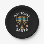 Chanoeka Niet Vandaag Santa Joodse Chanoeka Papieren Bordje (Voorkant)