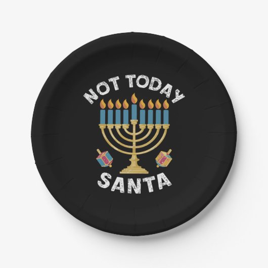 Chanoeka Niet Vandaag Santa Joodse Chanoeka Papieren Bordje (Voorkant)