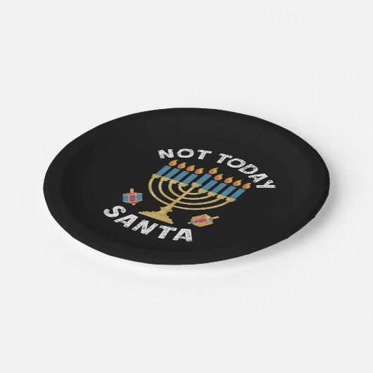 Chanoeka Niet Vandaag Santa Joodse Chanoeka Papieren Bordje (Gekanteld)