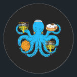 Chanoeka Octopus Chanoeka Joods Ronde Sticker<br><div class="desc">Chanoeka Octopus Chanoeka Joods</div>