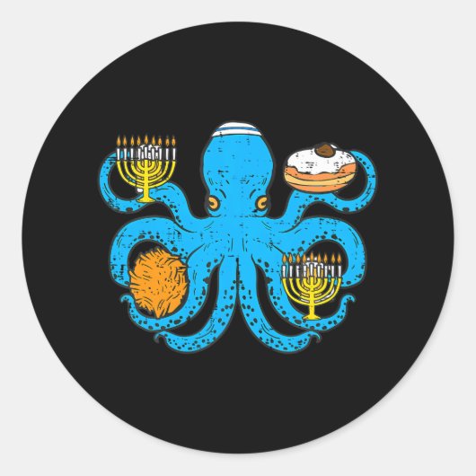Chanoeka Octopus Chanoeka Joods Ronde Sticker (Voorkant)