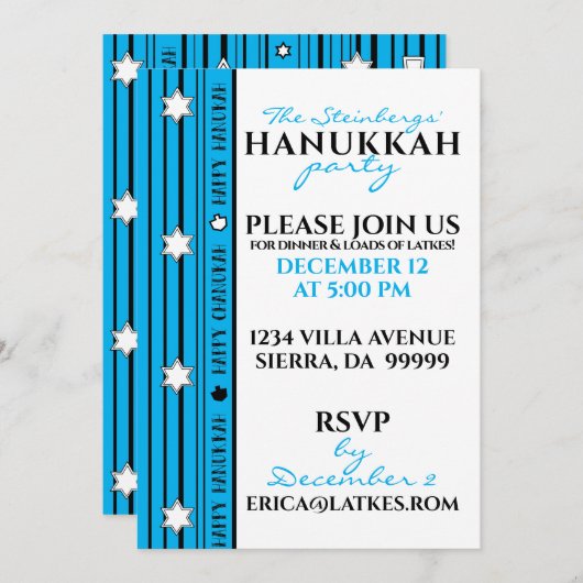 Chanoeka Party Fun Kaart (Voorkant / Achterkant)