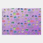 Chanoeka Patroon - Verpakkingsdocument 3 Vlak Blad Inpakpapier Vel (Voorkant 2)