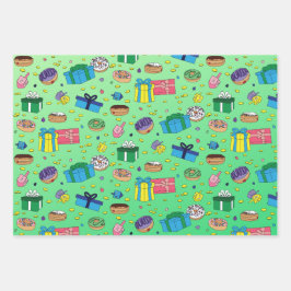 Chanoeka Patroon - Verpakkingsdocument 3 Vlak Blad Inpakpapier Vel