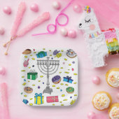 Chanoeka Patroon Wit Papieren Bordje (Feest)