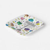 Chanoeka Patroon Wit Papieren Bordje (Gebogen)