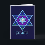Chanoeka Peace Art Feestdagen Kaart<br><div class="desc">Blauwen van alle schoppen,  lila en lavender in een bloesvorm met een zeszijdige ster in het midden is een geweldige manier om Hanoeka te vieren en tegelijkertijd je individualiteit tot uitdrukking te brengen.</div>