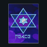 Chanoeka Peace Art Feestdagenkaart<br><div class="desc">Blauwen van alle schoppen,  lila en lavender in een bloesvorm met een zeszijdige ster in het midden is een geweldige manier om Hanoeka te vieren en tegelijkertijd je individualiteit tot uitdrukking te brengen.</div>