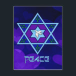 Chanoeka Peace Art Feestdagenkaart<br><div class="desc">Blauwen van alle schoppen,  lila en lavender in een bloesvorm met een zeszijdige ster in het midden is een geweldige manier om Hanoeka te vieren en tegelijkertijd je individualiteit tot uitdrukking te brengen.</div>