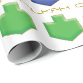 Chanoeka Personaliseer Giftwrap "Dreidel 3D-kleure Cadeaupapier (Rol Hoek)