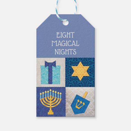 Chanoeka Quilt 8 Magische Dagen Cadeau Labels Cadeaulabel (Voorkant)