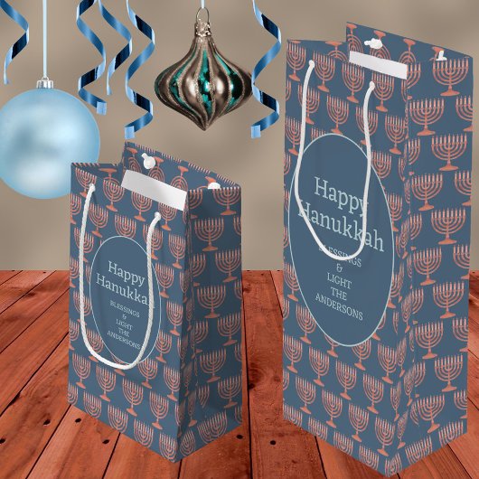Chanoeka rustieke Menorah Blue Festival van Lichte Medium Cadeauzakje
