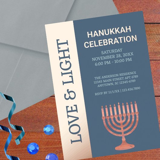 Chanoeka Rustieke Menorah Festival Lichten Elegant Folie Uitnodiging
