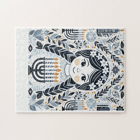 Chanoeka Sameach Gloeipuzzel: stuk samen Festi Legpuzzel (Horizontaal)