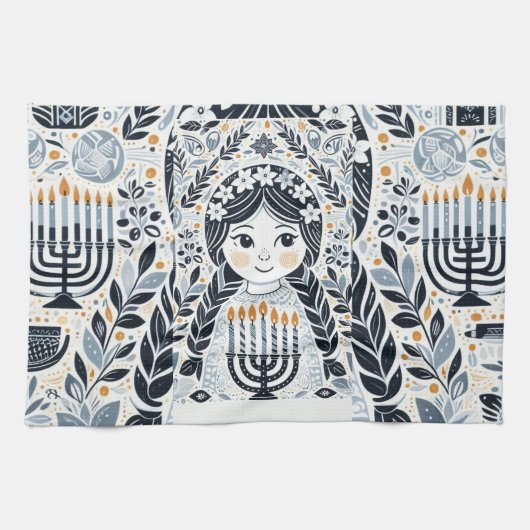 Chanoeka Sameach Glow Keukenhanddoeken: Infuseer u Theedoek (Horizontaal)